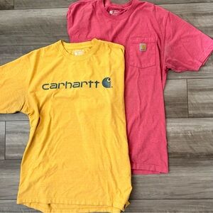 Carhartt Mustard & Pink Loose Fit T-Shirt men’s size large bundle of 2